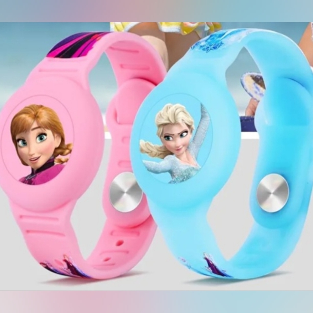 2 Pack Disney Frozen Waterproof AirTag Bracelet Wrist Holder for Kids Anna Elsa